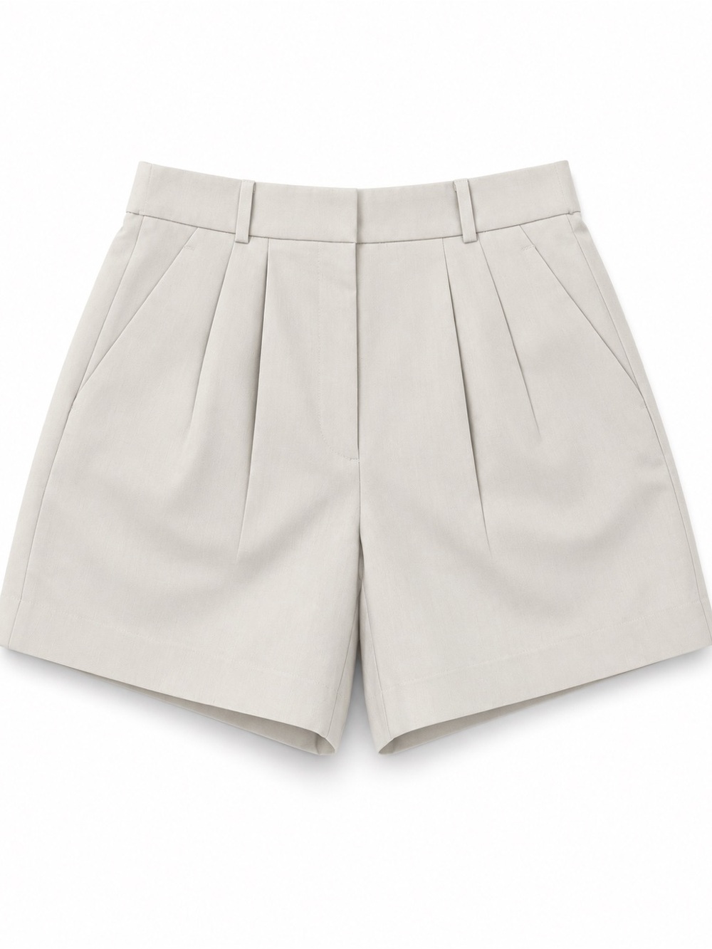 Abercrombie & Fitch Curve Love Light Beige Tailored Pleat Shorts
